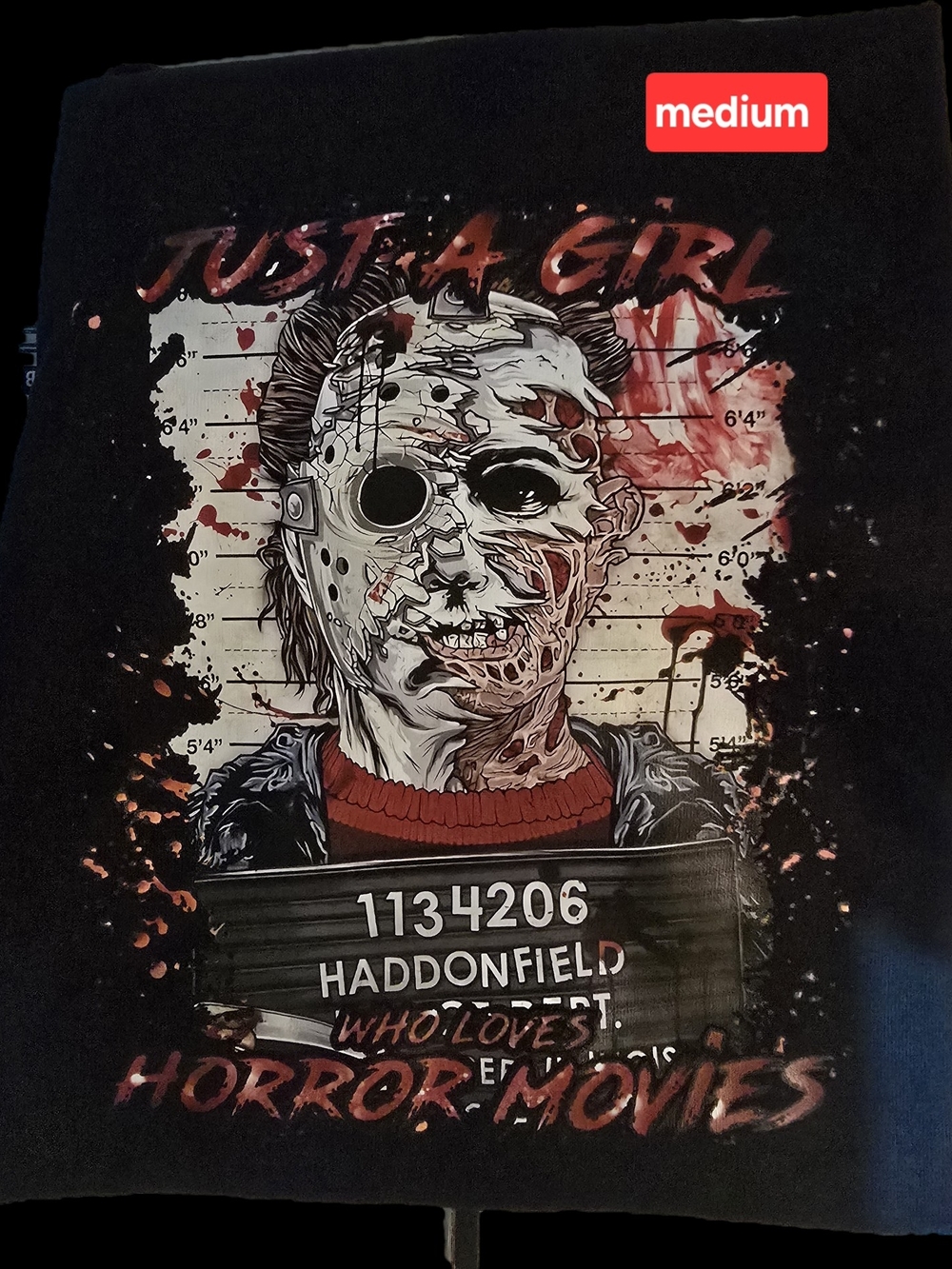Just A Girl Horror Graphic Tee - Black